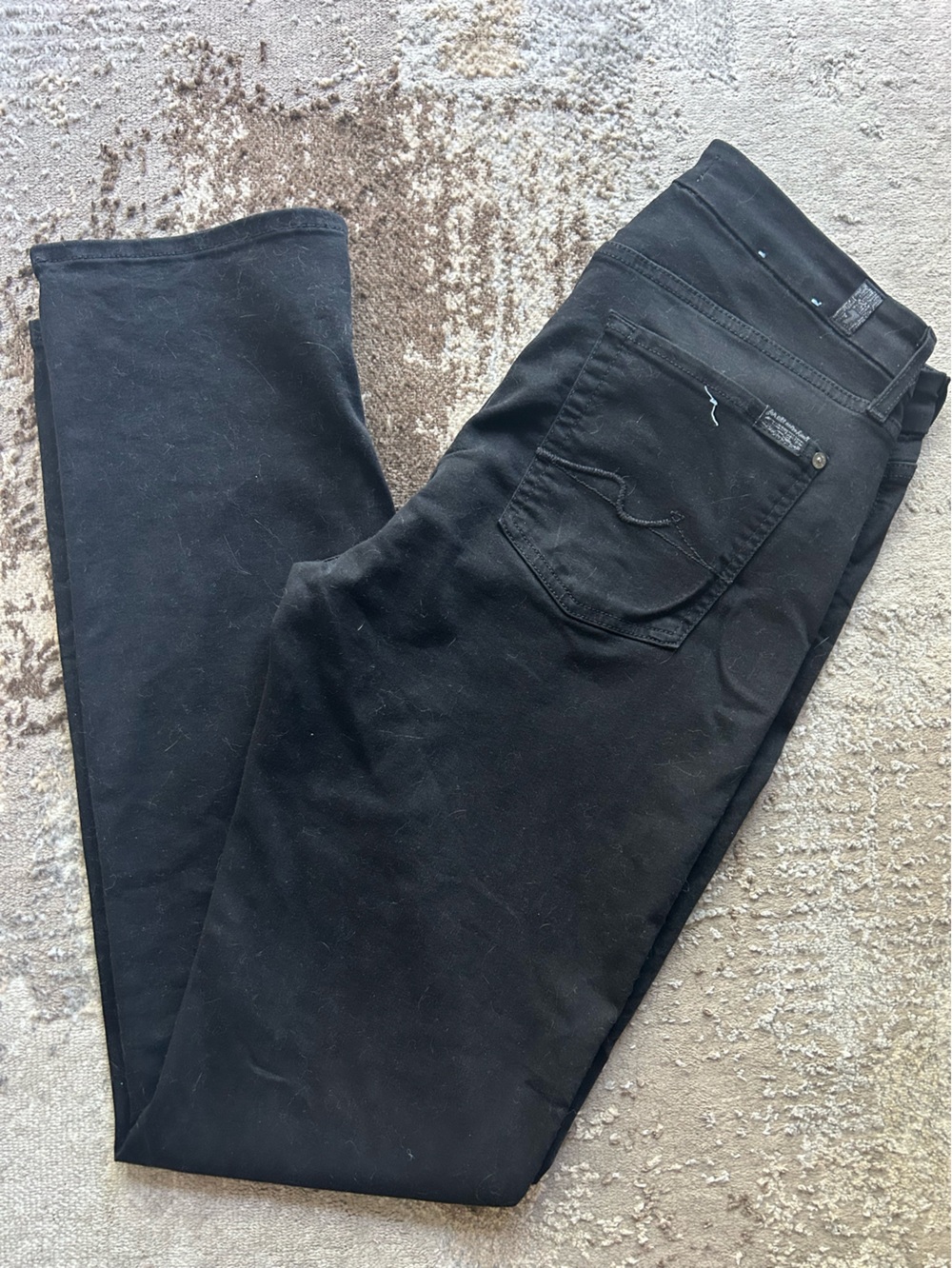 7 For All Mankind Women’s b(air) Black Straight Leg Stretch Denim Jeans Sz 31